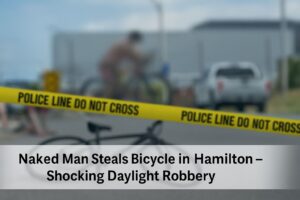Naked man steals bicycle Hamilton